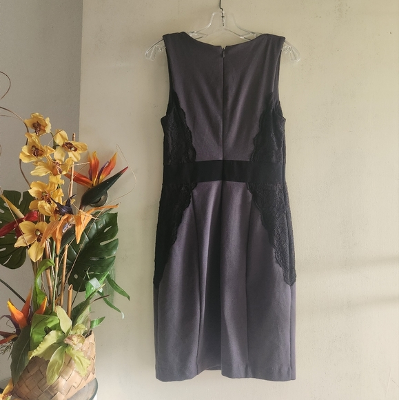 Jennifer Lopez Black Lace V-Neck Sleeveless Size 4 EUC Gray Dress - Picture 12 of 13